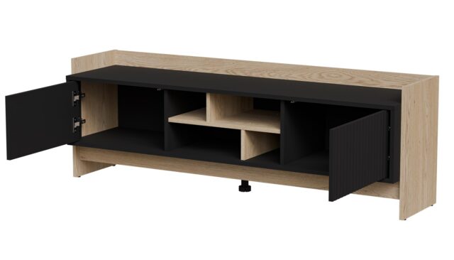 Cama RTV PORTO 2D cabinet 150x38x50 oak/black - imagine 3