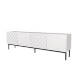 ABETO RTV cabinet on black steel frame 200x42x60 white/gloss white