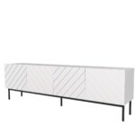 ABETO RTV cabinet on black steel frame 200x42x60 white/gloss white