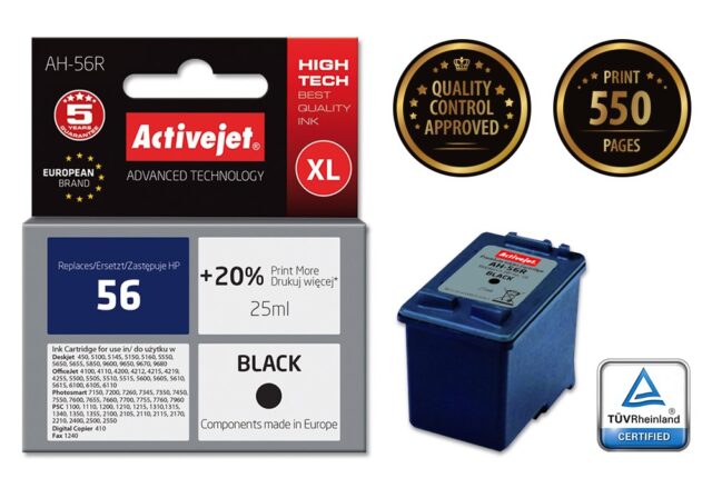 Activejet AH-56R Ink (replacement for HP 56 C6656A; Premium; 25 ml; black) - imagine 2