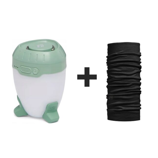 Black Diamond ORBITER 450 LANTERN Desert Sage camping torch + BUFF MERINO LIGHTWEIGHT SOLID BLACK multifunctional scarf - imagine 8