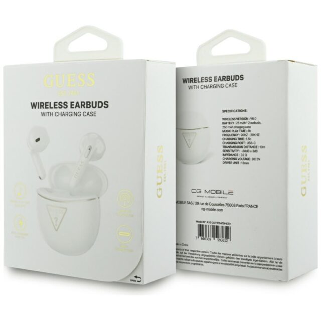 TWS Earphones Guess Gold Line Triangle   white - imagine 6