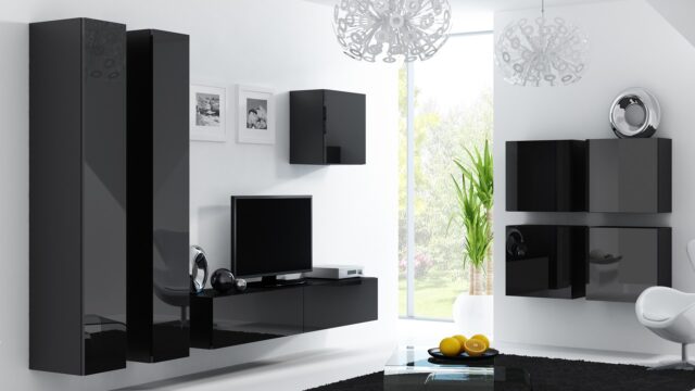 Cama Square cabinet VIGO 50/50/30 black/black gloss - imagine 4