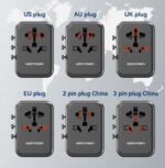 Uniwersalny adapter podróżny z ładowarką Vention 65W GaN 2x USB-A 2x USB-C czarny - imagine 13