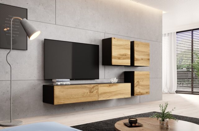 Cama TV Stand VIGO '180' 30/180/40 black/wotan oak - imagine 4