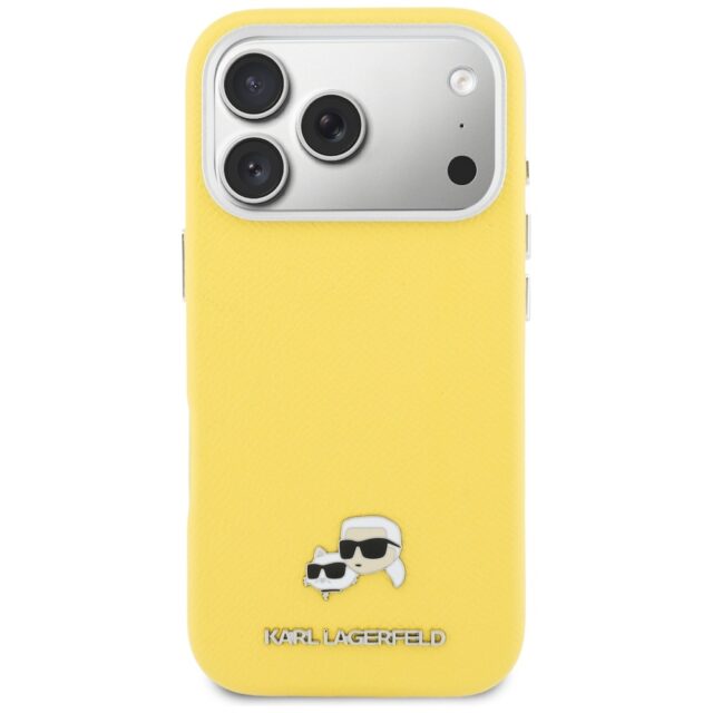 Case Karl Lagerfeld Karl & Choupette     Head Pins Saffiano MagSafe for iPhone 17 Pro Max yellow - imagine 3