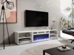 RTV cabinet POLO 180x33x39 white + fireplace white - imagine 4