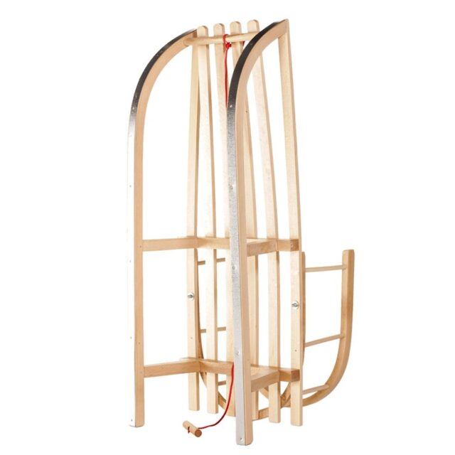 GreenBlue GB 136 Sledge Sled Beech Wood Removable Backrest High Quality Winter Snow - imagine 3