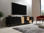 RTV cabinet ETNA 200x42x52 black matt + oak craft - imagine 5