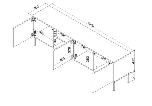 Cama INSERTO 3D1W TV cabinet 190x40x61.5 black + LED - imagine 8