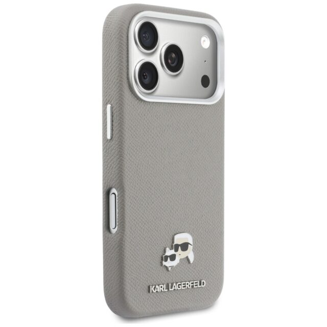 Case Karl Lagerfeld Karl & Choupette     Head Pins Saffiano MagSafe for iPhone 17 Pro grey - imagine 4