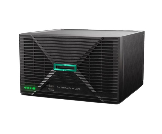 HPE ProLiant MicroServer Gen11 G7400 2c 16GB-U 4LFF-NHP 1TB HDD 180W Ext PS EMEA Cmp Module Server - imagine 2