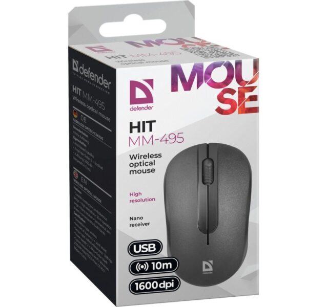 MOUSE DEFENDER HIT MM-495 RF OPTIC BLACK 1600dpi 3P - imagine 5