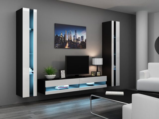 Cama TV stand VIGO NEW 30/180/40 black/white gloss - imagine 5