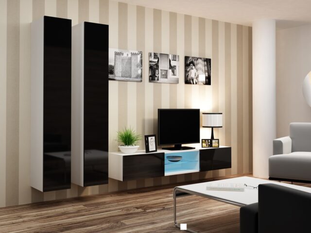 Cama Full cabinet VIGO '180' 180/40/30 white/black gloss - imagine 20