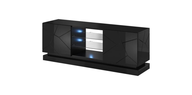 Cama TV cabinet QIU 160 MDF black gloss/black gloss - imagine 4