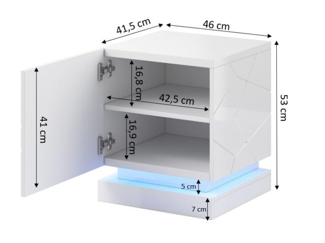 QIU bedside table 2 pcs. 46x41.5x53 cm white glossy/white glossy - imagine 4