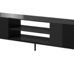 RTV SLIDE 200K cabinet on black steel frame 200x40x57 cm all in gloss black