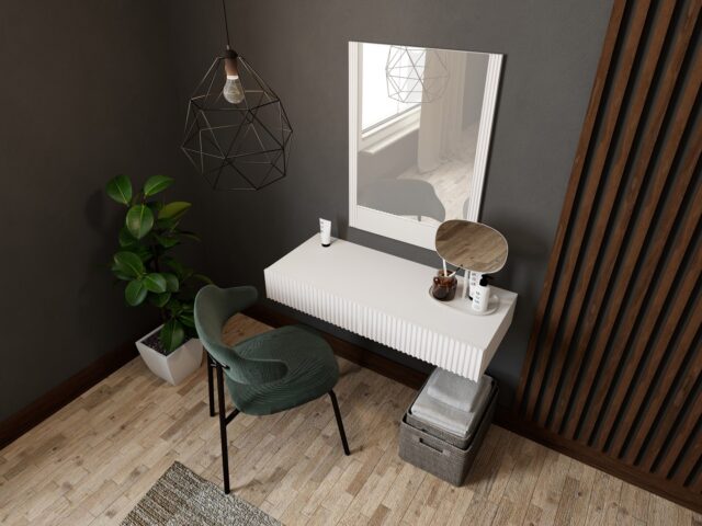 Dressing table with mirror PAFOS 80x41.6x100 white matte - imagine 5