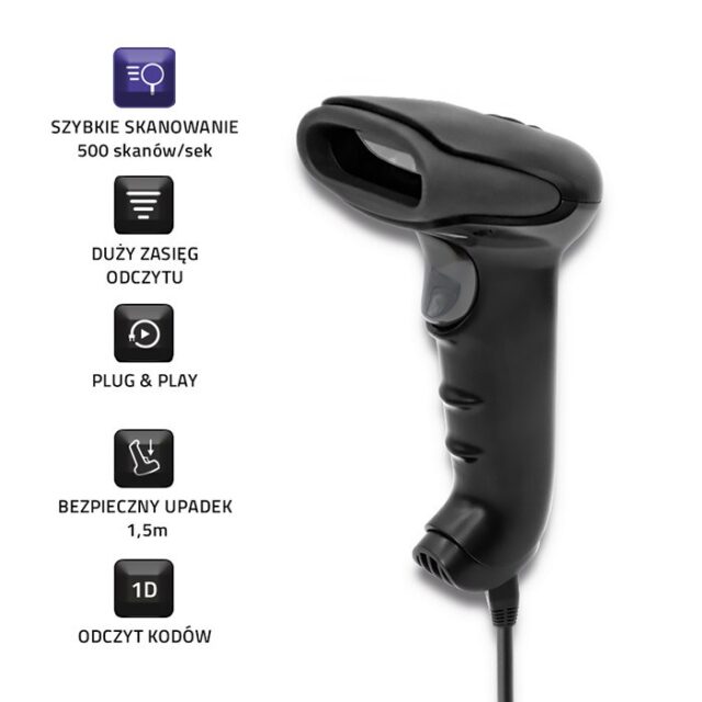 Qoltec 50866 Laser barcode reader 1D | CCD | USB | Black - imagine 6