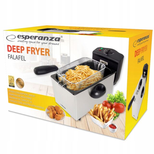 Esperanza FALAFEL Single 3 L Stand-alone 2200 W Deep fryer Black  White - imagine 8
