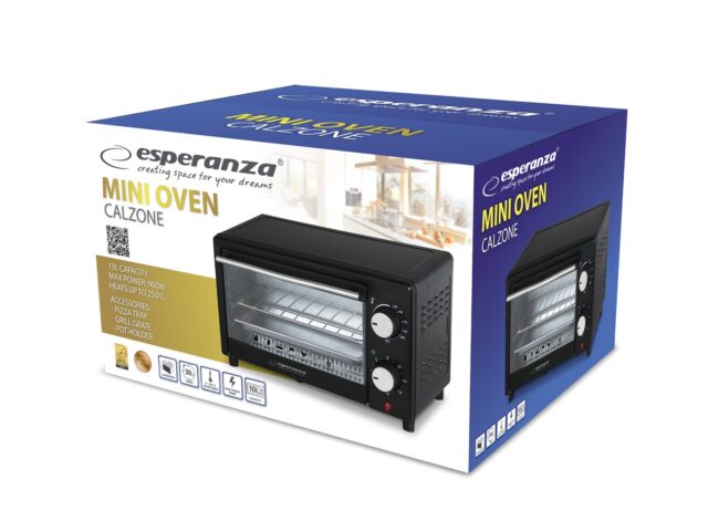 Esperanza EKO004 toaster oven 10 L 900 W Black Grill - imagine 5