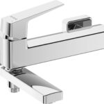 Wall-mounted bathtub mixer - with folding spout