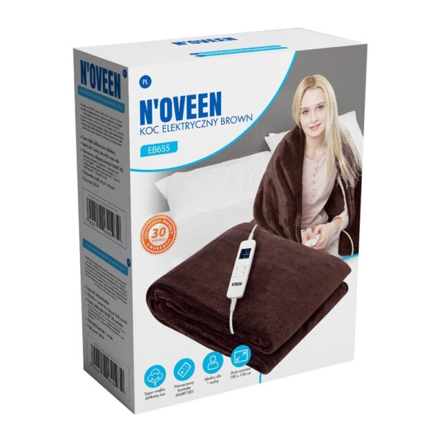 NOVEEN ELECTRIC BLANKET EB655 BROWN SUPER SOFT 180X130CM - imagine 6
