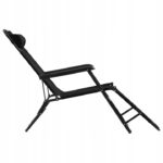 Black Forest Folding Garden Lounge Chair with Cushion, Black - imagine 3