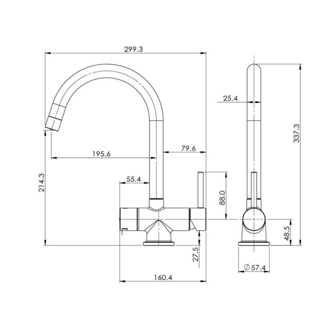 Dafi FLOW COMFORT D1 filtration system + VITO 3-way faucet chrome - imagine 5