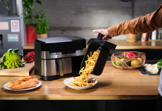 Tefal Dual Easy Fry & Grill EY905D Double 8.3 L Stand-alone 2700 W Hot air fryer Stainless steel - imagine 4