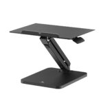 Maclean desk stand for monitor or laptop  gas spring  for standing and sitting work  black  MC-493 - imagine 10