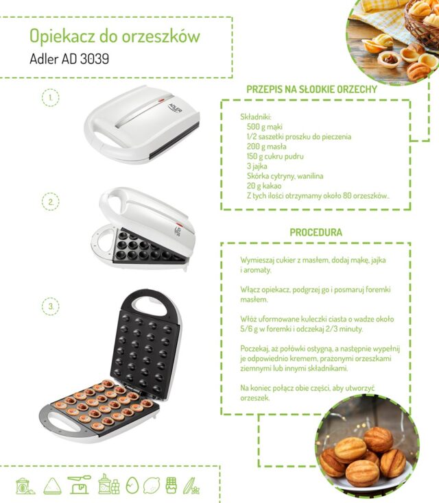 Peanut/cookie toaster (24 pieces) Adler AD 3039 white - imagine 4