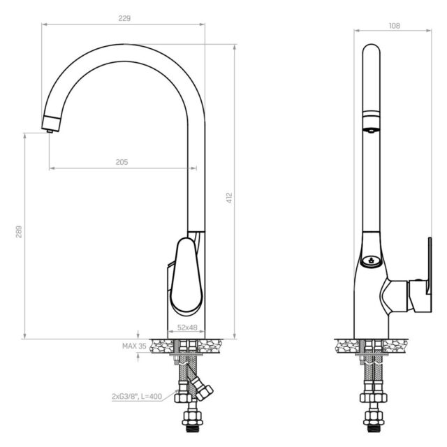 Dafi FLOW COMFORT D1 three-way faucet system COMO black - imagine 4