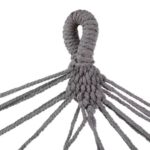 Black Forest Hammock, gray with fringes, single 200x100cm with stand - imagine 2