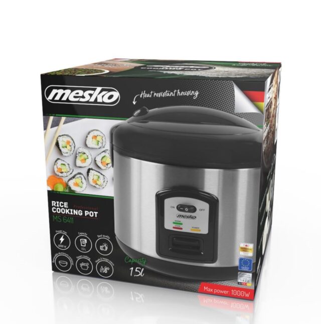 Mesko MS 6411 rice cooker Black Stainless steel 1000 W - imagine 2