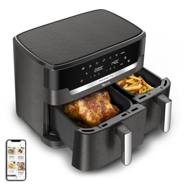 Tefal Easy Fry Dual XXL EY942HE0 fryer Double 11 L Stand-alone 2020 W Hot air fryer Grey - imagine 6