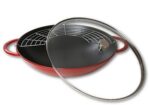 Staub cast iron wok with lid - Red  37 cm