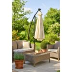 Black Forest Garden Umbrella with Side Panels, Large 3m Beige Cantilever - imagine 3