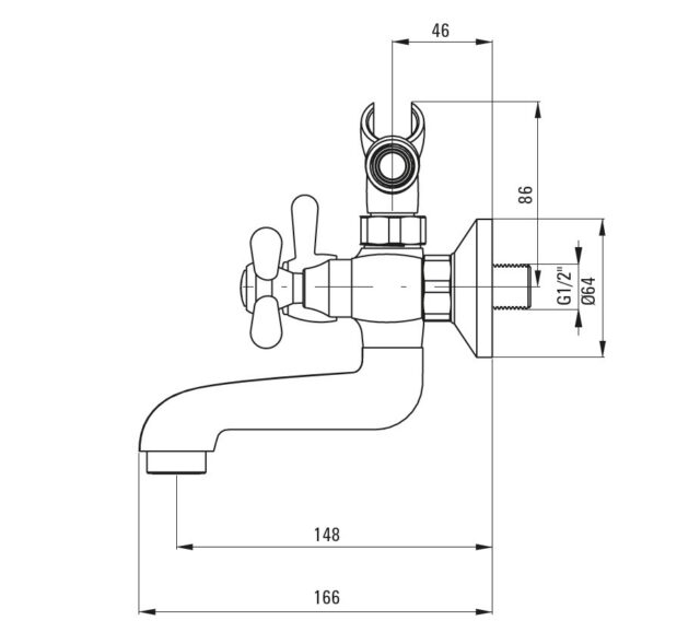 Wall-mounted bathtub mixer with shower set - imagine 2
