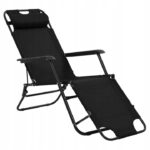 Black Forest Folding Garden Lounge Chair with Cushion, Black