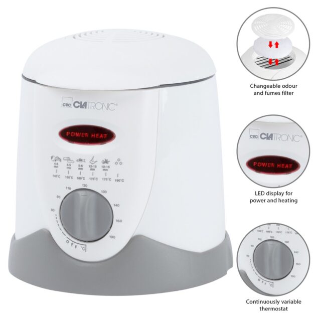 Clatronic FFR 2916 Single 1 L Stand-alone 900 W Deep fryer Grey  White - imagine 5
