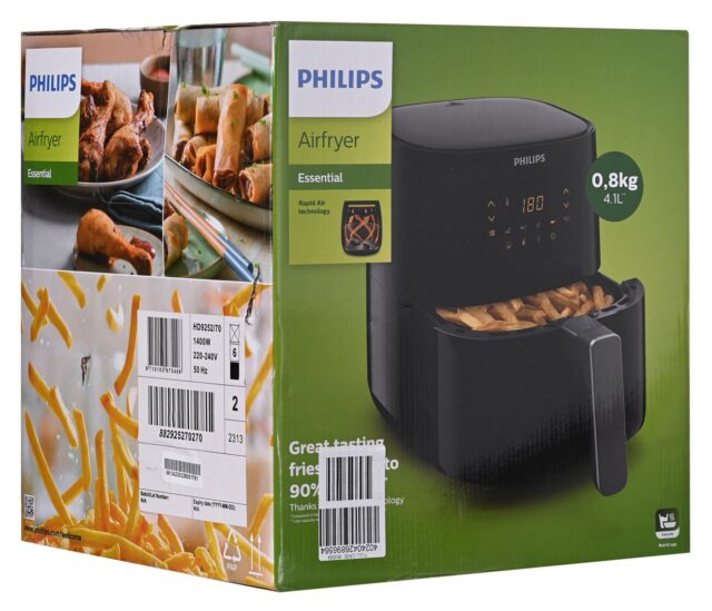 Philips Essential HD9252/70 fryer Single 4.1 L Stand-alone 1400 W Hot air fryer Black  Silver - imagine 8