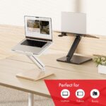 Maclean desk stand for monitor or laptop  gas spring  for standing and sitting work  black  MC-493 - imagine 6