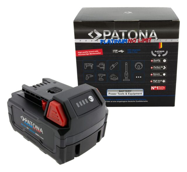 PATONA Platinum 18V Battery for Milwaukee M18 with USB-C port PD45W Black - imagine 7