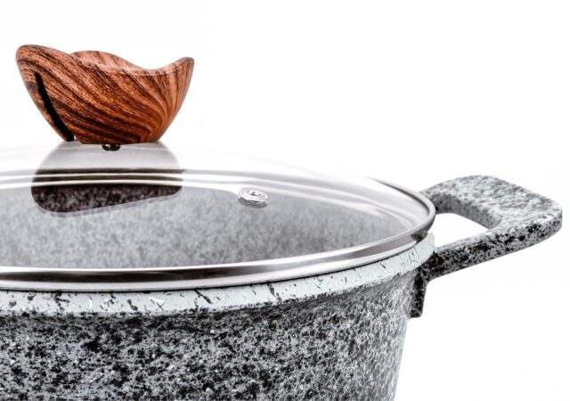 PROMIS Set of pots GRANITE  saucepan 16 cm  pots 20 24 28 brown handles - imagine 5