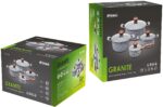 PROMIS Set of pots GRANITE  saucepan 16 cm  pots 20 24 28 brown handles - imagine 2