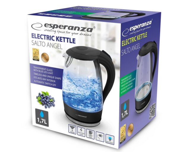 Esperanza EKK011K Electric kettle 1.7 L Black  Multicolor 2200 W - imagine 3