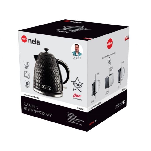 ELDOM NELA kettle  1.7 l capacity  2000 W power  black - imagine 7