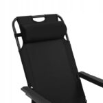 Black Forest Folding Garden Lounge Chair with Cushion, Black - imagine 4